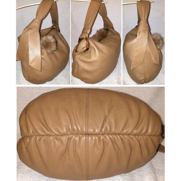 GUCCI EXTRA-LARGE TAN LAMBSKIN LEATHER SLOUCHY HOBO HANDBAG - Picture 4 of 9